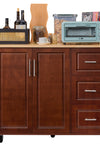 54 inch Portable Wooden Kitchen Island Cart Large Capacity with 3 drawers Drop-Leaf Table Spice Rack & Towel Rack for Small Spaces. - Stylish Furniture for Every Home