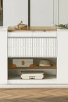 Modern Luxury Multi-Functional Island Vanity Dresser and Storage Cabinet with Glass Tabletop, Display Shelf,6 Drawers for Walk-in-Wardrobe and Bedroom - Stylish Furniture for Every Home