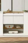 Modern Luxury Multi-Functional Island Vanity Dresser and Storage Cabinet with Glass Tabletop, Display Shelf,6 Drawers for Walk-in-Wardrobe and Bedroom - Stylish Furniture for Every Home