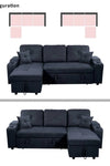 Right-facing sectional sofa with footrest, convertible corner sofa with armrest storage, living room and apartment sectional sofa, right chaise longue and dark grey - Stylish Furniture for Every Home