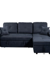 Right-facing sectional sofa with footrest, convertible corner sofa with armrest storage, living room and apartment sectional sofa, right chaise longue and dark grey - Stylish Furniture for Every Home