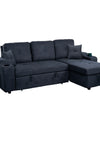 Right-facing sectional sofa with footrest, convertible corner sofa with armrest storage, living room and apartment sectional sofa, right chaise longue and dark grey - Stylish Furniture for Every Home
