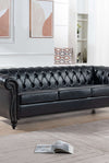 84.65" BLACK PU Rolled Arm Chesterfield Three Seater Sof - Stylish Furniture for Every Home