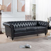 84.65" BLACK PU Rolled Arm Chesterfield Three Seater Sof - Stylish Furniture for Every Home