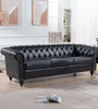 84.65" BLACK PU Rolled Arm Chesterfield Three Seater Sof - Stylish Furniture for Every Home