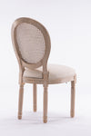 French Style Solid Wood Frame Linen Fabric Rattan Back Dining Chair,Set of 2,Cream - Stylish Furniture for Every Home