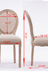 French Style Solid Wood Frame Linen Fabric Rattan Back Dining Chair,Set of 2,Cream - Stylish Furniture for Every Home