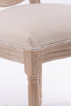 French Style Solid Wood Frame Linen Fabric Rattan Back Dining Chair,Set of 2,Cream - Stylish Furniture for Every Home