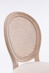 French Style Solid Wood Frame Linen Fabric Rattan Back Dining Chair,Set of 2,Cream - Stylish Furniture for Every Home