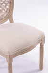 French Style Solid Wood Frame Linen Fabric Rattan Back Dining Chair,Set of 2,Cream - Stylish Furniture for Every Home
