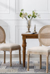French Style Solid Wood Frame Linen Fabric Rattan Back Dining Chair,Set of 2,Cream - Stylish Furniture for Every Home