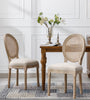 French Style Solid Wood Frame Linen Fabric Rattan Back Dining Chair,Set of 2,Cream - Stylish Furniture for Every Home