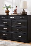 Bedroom dresser, 9 drawer long dresser with antique handles, wood chest of drawers for kids room, living room, entry and hallway, Black, 47.56''W x 15.75''D x 34.45''H - Stylish Furniture for Every Home