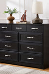 Bedroom dresser, 9 drawer long dresser with antique handles, wood chest of drawers for kids room, living room, entry and hallway, Black, 47.56''W x 15.75''D x 34.45''H - Stylish Furniture for Every Home