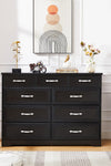 Bedroom dresser, 9 drawer long dresser with antique handles, wood chest of drawers for kids room, living room, entry and hallway, Black, 47.56''W x 15.75''D x 34.45''H - Stylish Furniture for Every Home
