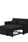 Sleeper Sofa, Convertible Sofa, Recliner, Bed, 3-in-1, 3-Position Adjustable Backrest, 2-Seater Sectional, Two Side Pockets, 2 Pillows for Living Room, Apartment, etc., Velvet Black 54