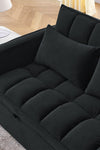 Sleeper Sofa, Convertible Sofa, Recliner, Bed, 3-in-1, 3-Position Adjustable Backrest, 2-Seater Sectional, Two Side Pockets, 2 Pillows for Living Room, Apartment, etc., Velvet Black 54