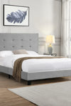 Full Size Upholstered Platform Bed Frame with pull point Tufted Headboard, Strong Wood Slat Support, Mattress Foundation, No Box Spring Needed, Easy Assembly, Gray - Stylish Furniture for Every Home