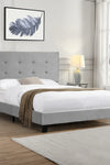 Full Size Upholstered Platform Bed Frame with pull point Tufted Headboard, Strong Wood Slat Support, Mattress Foundation, No Box Spring Needed, Easy Assembly, Gray - Stylish Furniture for Every Home