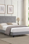 Full Size Upholstered Platform Bed Frame with Modern Button Tufted Linen Fabric Headboard, No Box Spring Needed, Wood Slat Support, Easy Assembly, Grey - Stylish Furniture for Every Home