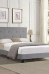 Full Size Upholstered Platform Bed Frame with Modern Button Tufted Linen Fabric Headboard, No Box Spring Needed, Wood Slat Support, Easy Assembly, Grey - Stylish Furniture for Every Home