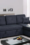 Right-facing sectional sofa with footrest, convertible corner sofa with armrest storage, living room and apartment sectional sofa, right chaise longue and dark grey - Stylish Furniture for Every Home