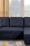 Right-facing sectional sofa with footrest, convertible corner sofa with armrest storage, living room and apartment sectional sofa, right chaise longue and dark grey - Stylish Furniture for Every Home