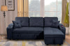 Right-facing sectional sofa with footrest, convertible corner sofa with armrest storage, living room and apartment sectional sofa, right chaise longue and dark grey - Stylish Furniture for Every Home