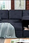 Right-facing sectional sofa with footrest, convertible corner sofa with armrest storage, living room and apartment sectional sofa, right chaise longue and dark grey - Stylish Furniture for Every Home
