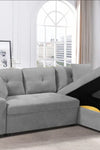 MEGA convertible corner sofa with armrest storage, living room and apartment sectional sofa, right chaise longue and grey - Stylish Furniture for Every Home