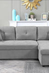 MEGA convertible corner sofa with armrest storage, living room and apartment sectional sofa, right chaise longue and grey - Stylish Furniture for Every Home