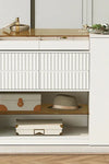 Modern Luxury Multi-Functional Island Vanity Dresser and Storage Cabinet with Glass Tabletop, Display Shelf,6 Drawers for Walk-in-Wardrobe and Bedroom - Stylish Furniture for Every Home