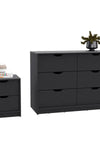 Bennett 2 Piece Bedroom Set, Nightstand + Dresser, Black - Stylish Furniture for Every Home