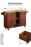 54 inch Portable Wooden Kitchen Island Cart Large Capacity with 3 drawers Drop-Leaf Table Spice Rack & Towel Rack for Small Spaces. - Stylish Furniture for Every Home