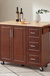 54 inch Portable Wooden Kitchen Island Cart Large Capacity with 3 drawers Drop-Leaf Table Spice Rack & Towel Rack for Small Spaces. - Stylish Furniture for Every Home