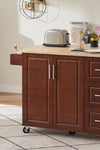 54 inch Portable Wooden Kitchen Island Cart Large Capacity with 3 drawers Drop-Leaf Table Spice Rack & Towel Rack for Small Spaces. - Stylish Furniture for Every Home
