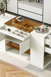 Modern Luxury Multi-Functional Island Vanity Dresser and Storage Cabinet with Glass Tabletop, Display Shelf,6 Drawers for Walk-in-Wardrobe and Bedroom - Stylish Furniture for Every Home