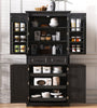 71" Tall Kitchen Pantry Cabinet with 3 Pull Out Cabinet Organizers, Farmhouse Embossed Texture Storage Cabinet with 6 Door Shelves, 2 Drawers, Freestanding Cupboard for Kitchen, Dining Room Black - Stylish Furniture for Every Home