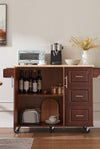 54 inch Portable Wooden Kitchen Island Cart Large Capacity with 3 drawers Drop-Leaf Table Spice Rack & Towel Rack for Small Spaces. - Stylish Furniture for Every Home