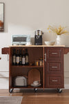 54 inch Portable Wooden Kitchen Island Cart Large Capacity with 3 drawers Drop-Leaf Table Spice Rack & Towel Rack for Small Spaces. - Stylish Furniture for Every Home
