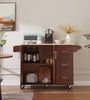 54 inch Portable Wooden Kitchen Island Cart Large Capacity with 3 drawers Drop-Leaf Table Spice Rack & Towel Rack for Small Spaces. - Stylish Furniture for Every Home