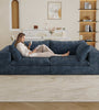 39.8" Cloud Sofa,Corduroy Fabric,Deep Seat Couches,Double-layer design,Removable Cushion,No Assembly, DIY Combination for Living room, Bedroom,Conference room ,Apartment,Blue - Stylish Furniture for Every Home