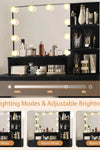Vanity Desk with Mirror and Lights, Makeup Vanity with Drawer & Storage Cabinet, 3 Adjustable Lighting Colors, Dressing Table with Open Shelves for Bedroom, Dressing Room, Black - Stylish Furniture for Every Home