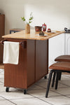 54 inch Portable Wooden Kitchen Island Cart Large Capacity with 3 drawers Drop-Leaf Table Spice Rack & Towel Rack for Small Spaces. - Stylish Furniture for Every Home
