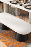 Dining Bench for Dining Room, Upholstered Bedroom End of Bed Entryway Bench Fabric Ottoman for Living Room, Beige Stool Top Black Iron Leg 300 LBS Weight Capacity - Stylish Furniture for Every Home