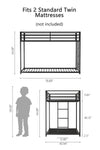 Adam Sturdy Twin over Twin Bunk Bed Metal Black for Kids and Adult, Low Profile Twin over twin bunk bed with Ladder and Guardrails, Easy Climbing, Beds for Bedroom - Stylish Furniture for Every Home