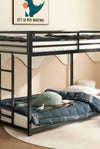 Adam Sturdy Twin over Twin Bunk Bed Metal Black for Kids and Adult, Low Profile Twin over twin bunk bed with Ladder and Guardrails, Easy Climbing, Beds for Bedroom - Stylish Furniture for Every Home