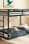 Adam Sturdy Twin over Twin Bunk Bed Metal Black for Kids and Adult, Low Profile Twin over twin bunk bed with Ladder and Guardrails, Easy Climbing, Beds for Bedroom - Stylish Furniture for Every Home