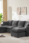 110*57" Modern U Shape Modular Sofa, 6 Seat Chenille Sectional Couch Set with 2 Pillows Included, Freely Combinable Indoor Funiture for Living Room, Apartment, Office, 2 Colors - Stylish Furniture for Every Home