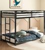 Adam Sturdy Twin over Twin Bunk Bed Metal Black for Kids and Adult, Low Profile Twin over twin bunk bed with Ladder and Guardrails, Easy Climbing, Beds for Bedroom - Stylish Furniture for Every Home